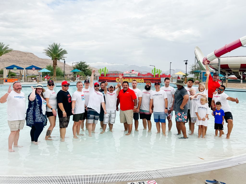 Hirschi employee pool party with family and others, celebrating excellency for the last 15+ years. Made by Hirschi Co., in Las Vegas, Nevada