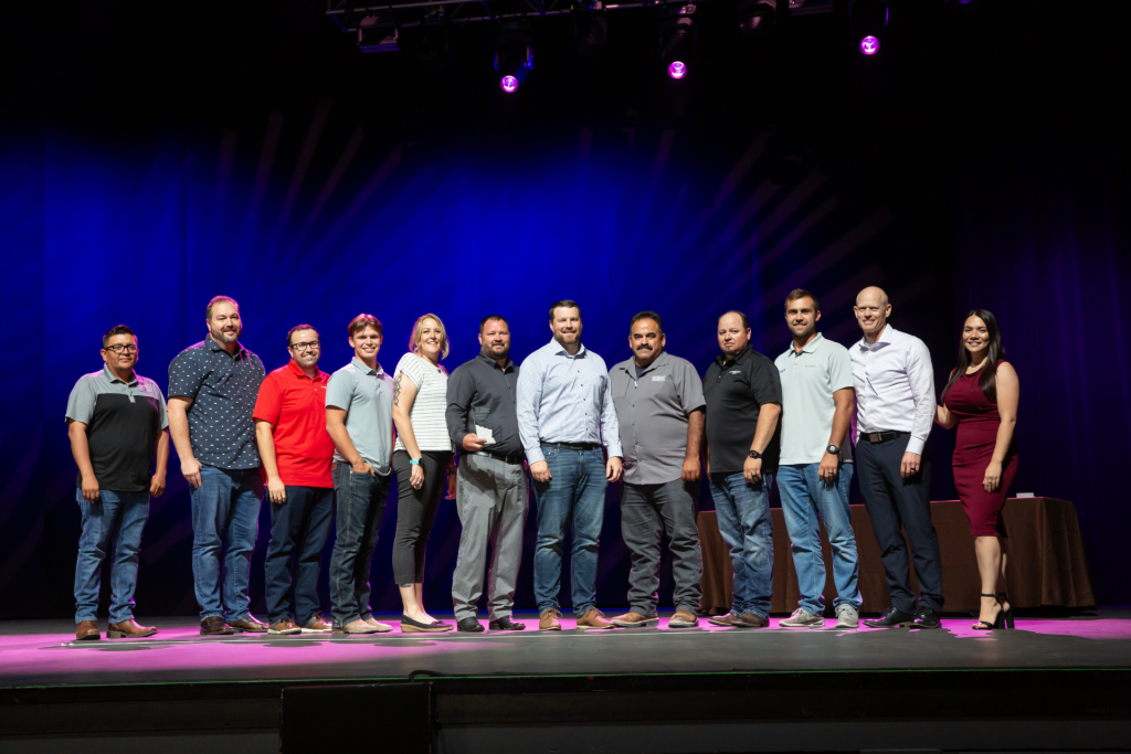 Contractor of the year photo and rewards featuring many executive members of Hirschi Companies. Made by Hirschi Co., in Las Vegas, Nevada
