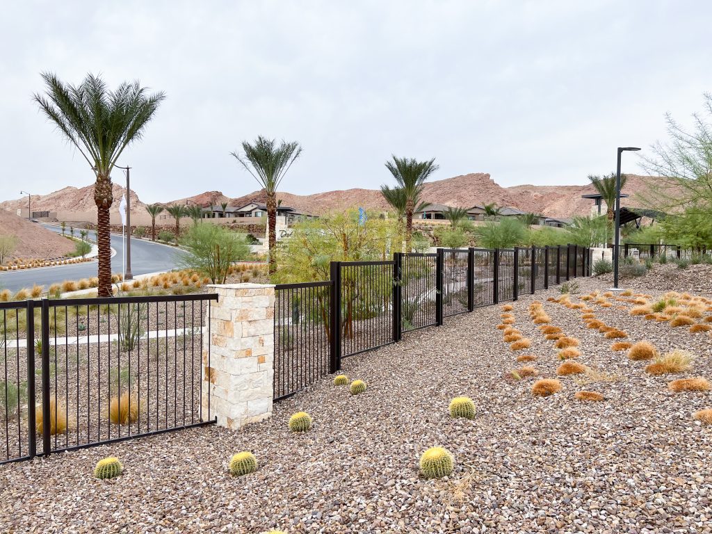 These beautiful fences were welded, powder coated, and placed here by Hirschi Companies. Made by Hirschi Co., in Las Vegas, Nevada
